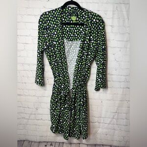 Vera Bradley size S/M blue with green & white polka dots robe